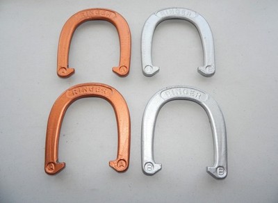 (4) Ringer Throwing Horseshoes A & B  Copper & Silver Forged Cast Steel *READ*