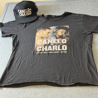 Streetwear Canelo VS Charlo  XXL Black 2023 Las Vegas Boxing Tee & Matching Cap