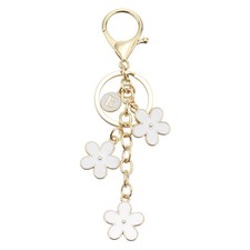Alphabet E Tassel Flower Initial Letter Keychain White, Pack of 1 