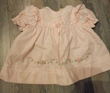 Vintage Infant 3-6 Months Pink Dress Lace Bow