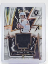DEREK CARR 2021 SELECT SPARKS PATCH WHITE PRIZM RAIDERS /35 Q3702