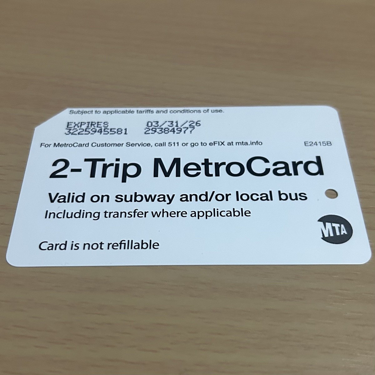 MTA's Iconic MetroCard (2-Trip Variant, Used) - NYC Transit