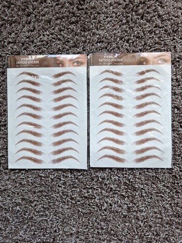 Eyebrow Tattoos 4D Hair-Like Waterproof Stickers Brown 22 Pairs Makeup Temporary