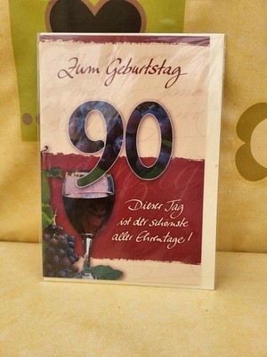 Grußkarte Geburtstagskarte mit Umschlag neu zum 90. oder 95. Geburtstag