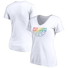 Women's White New York Liberty Team Pride Wordmark V-Neck T-Shirt