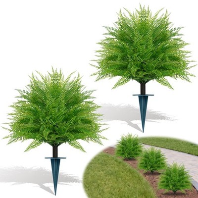 Artificial Outdoor Fern Topiary Trees with Ground Spikes, Set of 2 Boston Fern