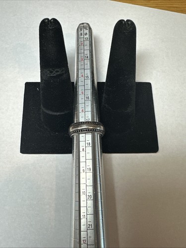 David Yurman Beveled Ring Black Diamond Wedding Band 18k White Gold Sz 7 $5500 - 第 5/5 張圖片