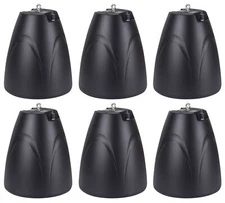 (6) Rockville PEN-65T Black 6.5" 70V Hanging Pendant Speakers For Restaurant/Bar
