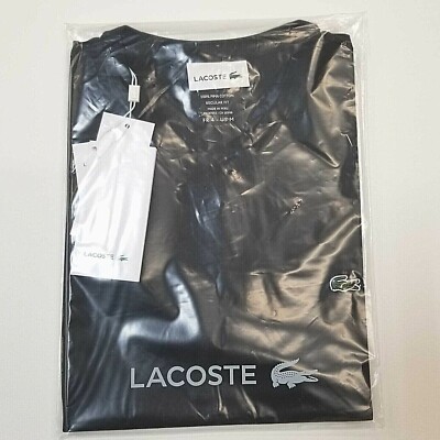 NEW Men Lacoste V-Neck Pima Cotton Jersey T-shirts Black (TH6710 031) Sz SM-2XL
