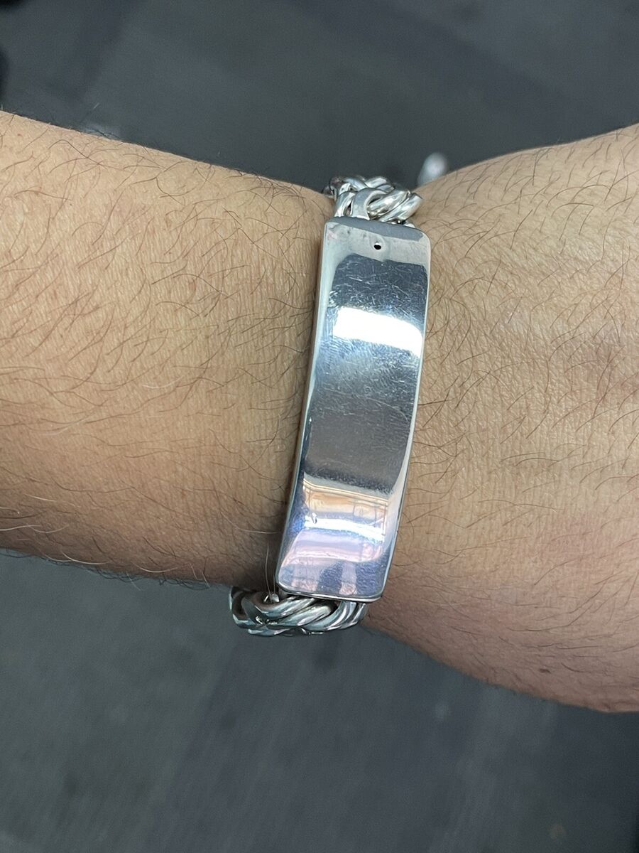 chino link bracelet ID 8 Inch 925 Sterling Silver 86 Grams chino link bracelet ID 8 Inch 925 Sterling Silver 86 Grams