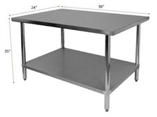 John Boos FBLS3624 Stainless Steel Work Table 24"x36" NSF - Flat Top