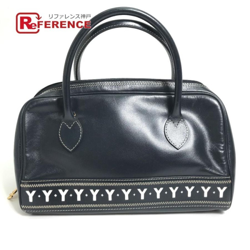 YVES SAINT LAURENT Borsa a mano motivo Y con tracolla bianco blu navy