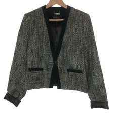 Dana Buchman M Luxe Tweed Blazer Jacket One Button Lined Pockets Preppy Classy