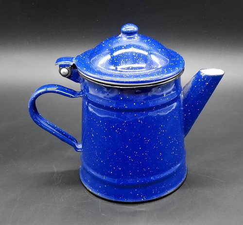 Dinette Ancienne En Tôle émaillée Bleue – Motifs Géométriques Vintage, Fabrication Française