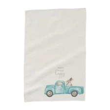 Mud Pie Watercolor Easter Bunny Rabbit In Pickup Truck Hand Bath Kitchen Towel