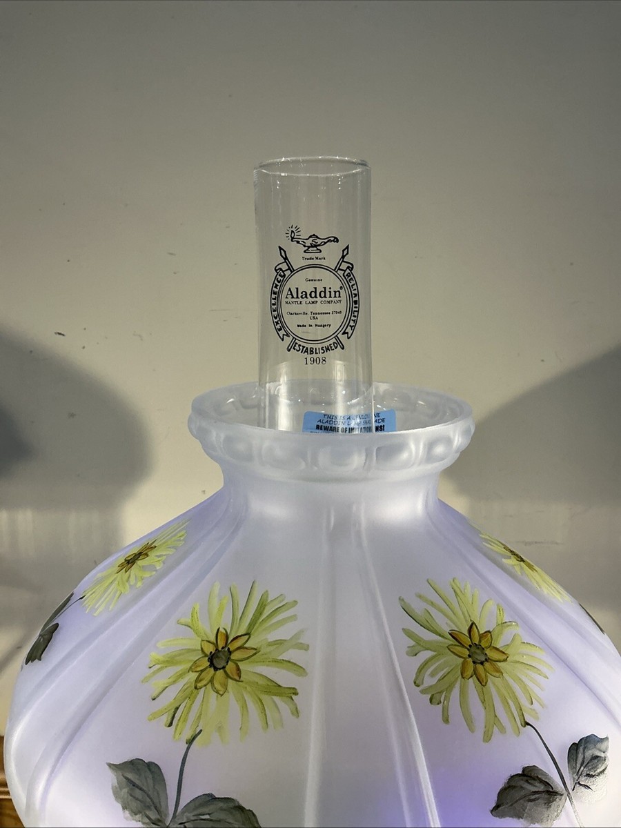 Aladdin Vaseline Uranium Glass Short Lincoln Drape Oil Lamp