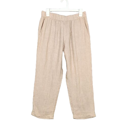 RACHEL ROY Beige Linen Lagenlook Cropped Cuffed Pants Medium