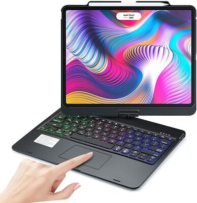 USA 360 Rotable Touchpad Backlit Keyboard Case For iPad Pro 12.9'' 3rd 4/5th Gen