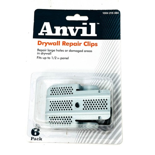 6Pack Anvil 1004 215 384 Drywall Repair Clips fits Up to 1/2in Panel
