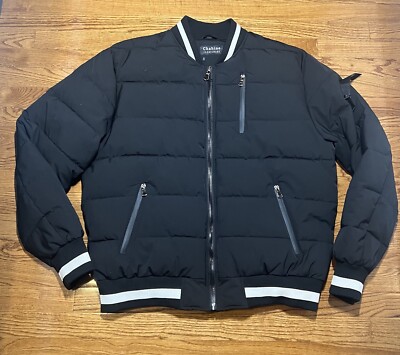 Mens Bomber Jacket Black XL White Trim Chahine Sportswear Outdoor Full Zip