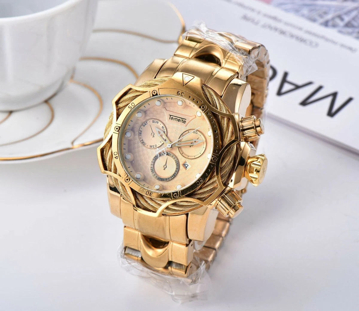 Gold big dial best sale watches