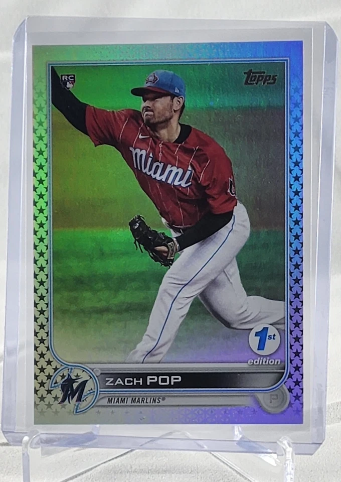 2022 Topps Series 1 1st Edition ZACH POP Platinum Foil 1/1 Rookie Card - Image 2 of 4