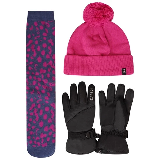 Dare2b Kids Girls Ski Accessory Set Waterproof Gloves Socks Hat Ski Set RRP £70