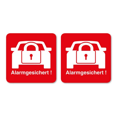 EASYDRUCK24.DE 2 STK Aufkleber Alarmgesichert Autoalarm Kfz Alarm innenklebend, 068