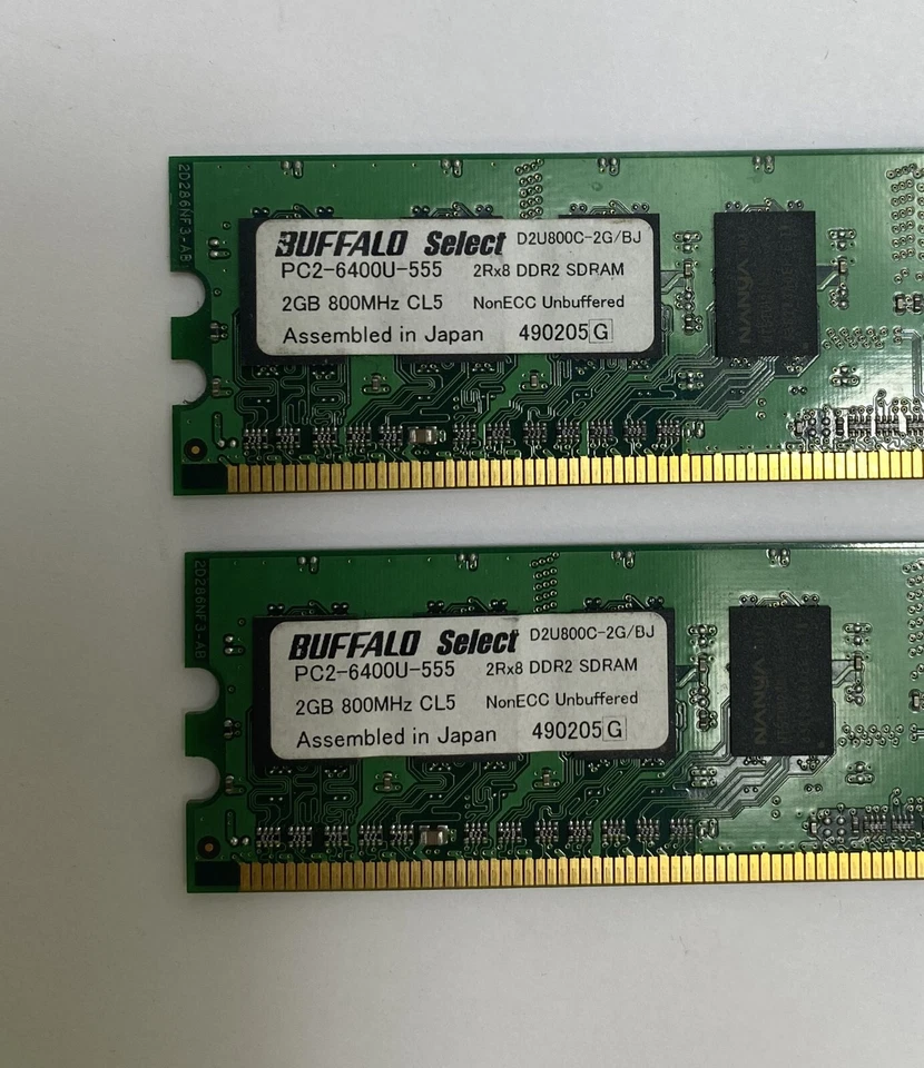 4GB Kit (2 x 2GB) Buffalo D2U800C-2G/BJ PC2-6400U 800MHz DDR2 Computer Memory - Image 2 of 3