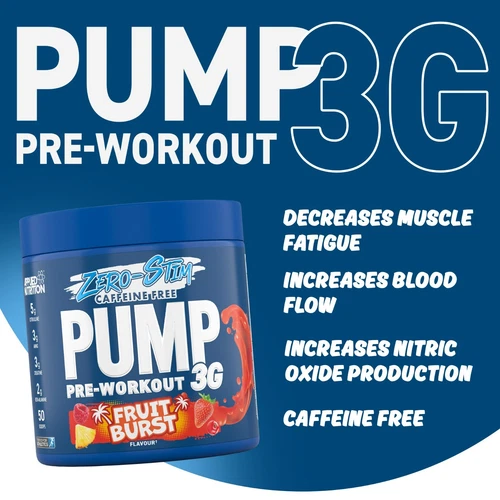 Stim Free Pre Workout Powder Pump 3G Creatine, Amino Acids, Vit B - 25 Servings
