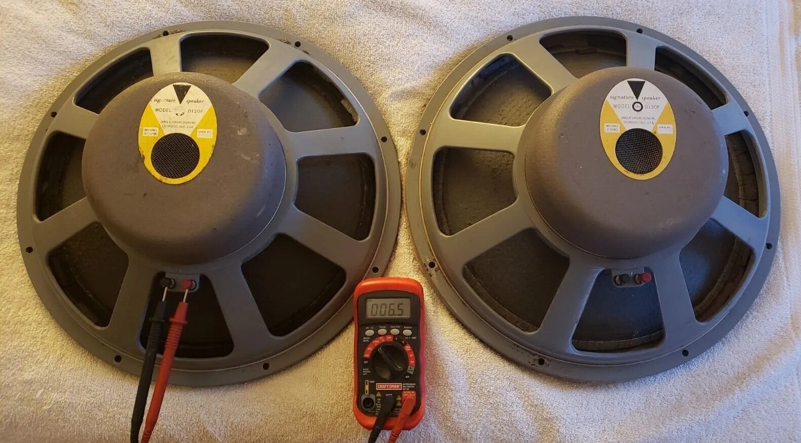 JBL D130F, Pair Alnico Woofers, reconed to 136A , needs