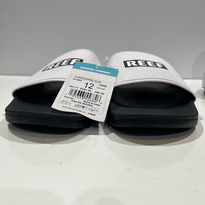 Reef Cushion Spring Slides Sandals White Black Logo Comfort Shoes Men\'s 12 Reef Cushion Spring Slides Sandals White Black Logo Comfort  main image 2