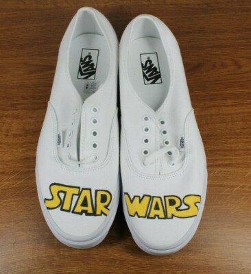 Vans White Low Top Star Wars 721356 Mens Custom Artwork  NEW