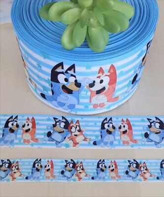 7/8, 1.5 & 3'' (1 YD) Blue Dog Grosgrain Ribbon TV Character Ribbon