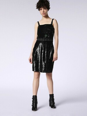 Diesel Women Black Short dress Polyamide, Cotton