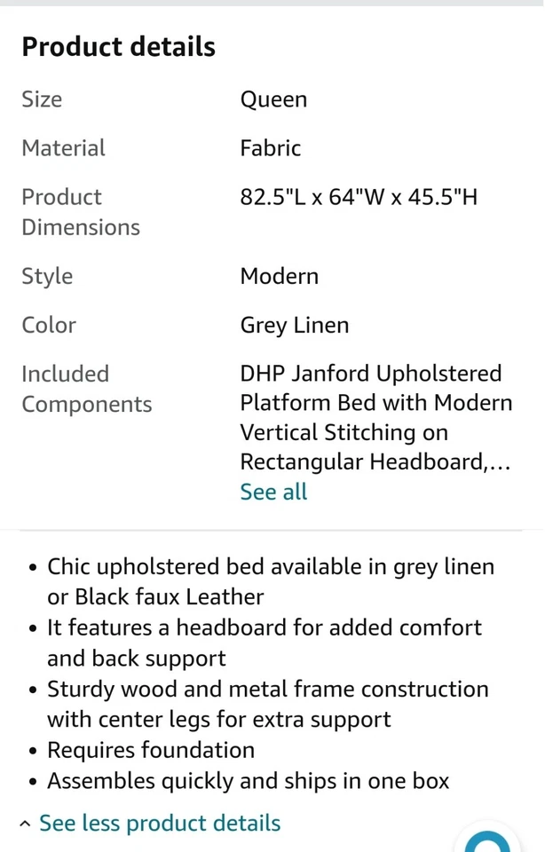 Cama Plataforma Tapizada con Costuras Verticales Modernas en Cabecero Rectangular Foto 4 de 4