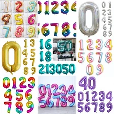 30"40" Gradient Colours  Balloons Banner Letter Foil Number Party Self Inflating