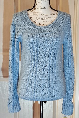 Caslon Pullover Boat Neck Knit Shimmer Sweater Celestial Blue Women's Size M NWT