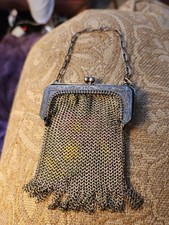 Antique 1920's Whiting Davis Mesh Coin Purse Small 3"x3"