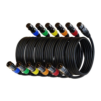 XLR Cables, Microphone Cable 1.5ft 6 Packs, Short XLR Cable Male to Female Mi...