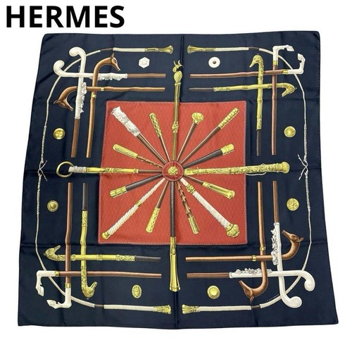 Hermes Scarf Carre90 Cane Pattern Silk Black Q18 eBay