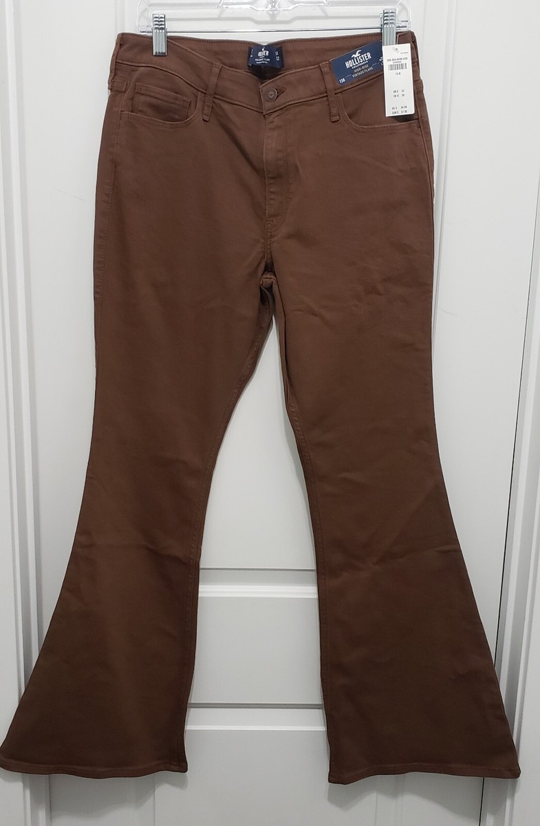 Hollister High-Rise Vintage Brown Soft Stretch Flare Jeans Sizes 00R-13R