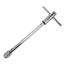 Adjustable T-Handle Ratchet Tap Wrench Silver Alloy Steel M3-8 Long