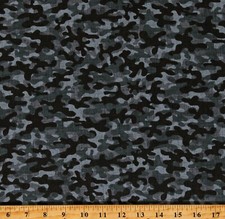 Cotton Camouflage Camo Blender Gray Grey Black Fabric Print by the Yard D768.76