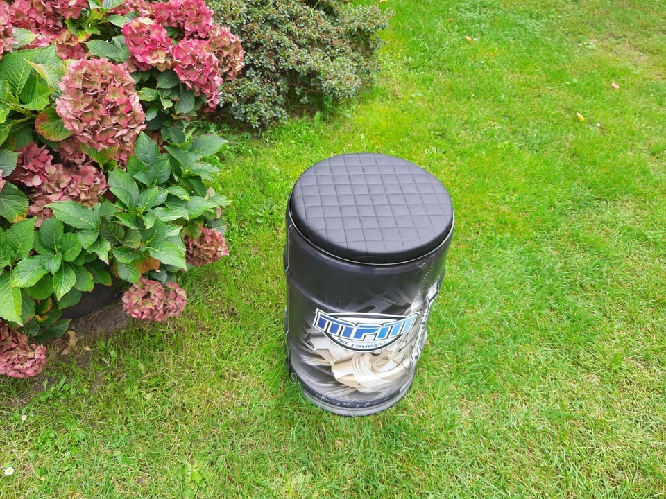 Leder Sitzkissen Sitzpolster Sitz für 60l Ölfass Werkstatt Garage Feuertonne - Bild 3 von 4