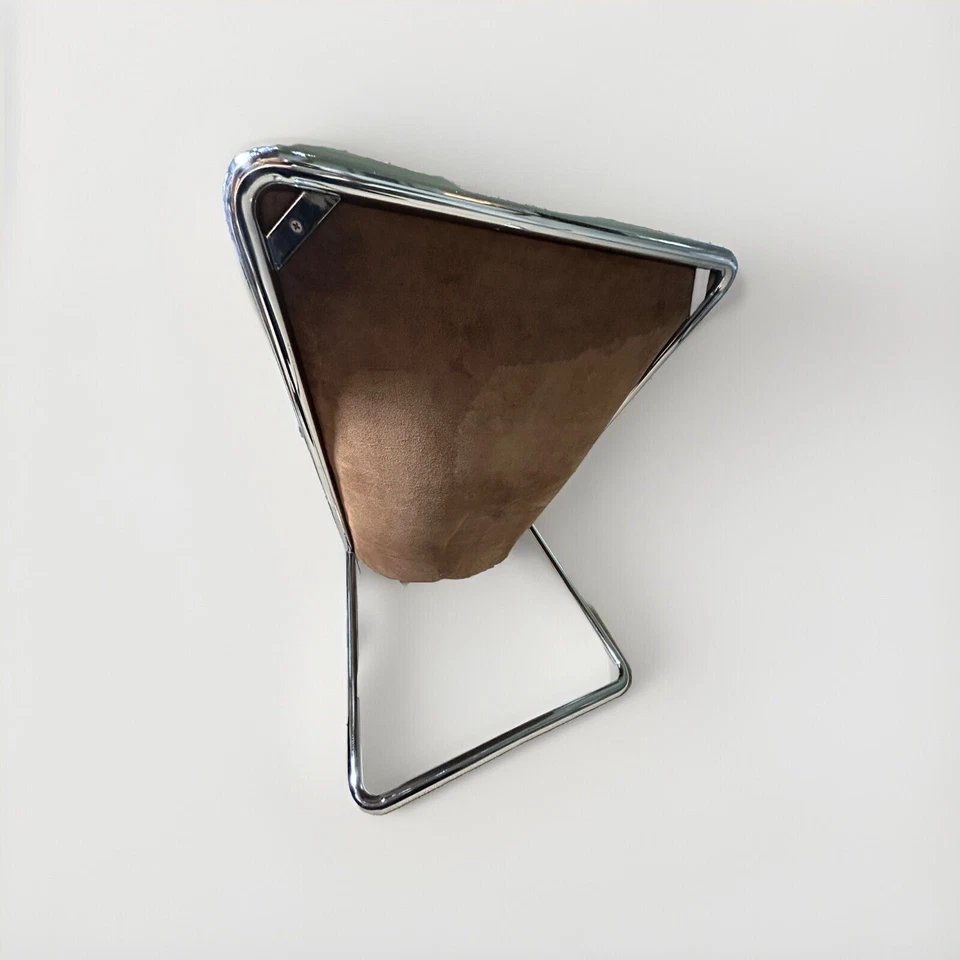 Silla de tijera vintage Ward Bennett MCM años 60 OG marrón gamuza y cromo Foto 3 de 4