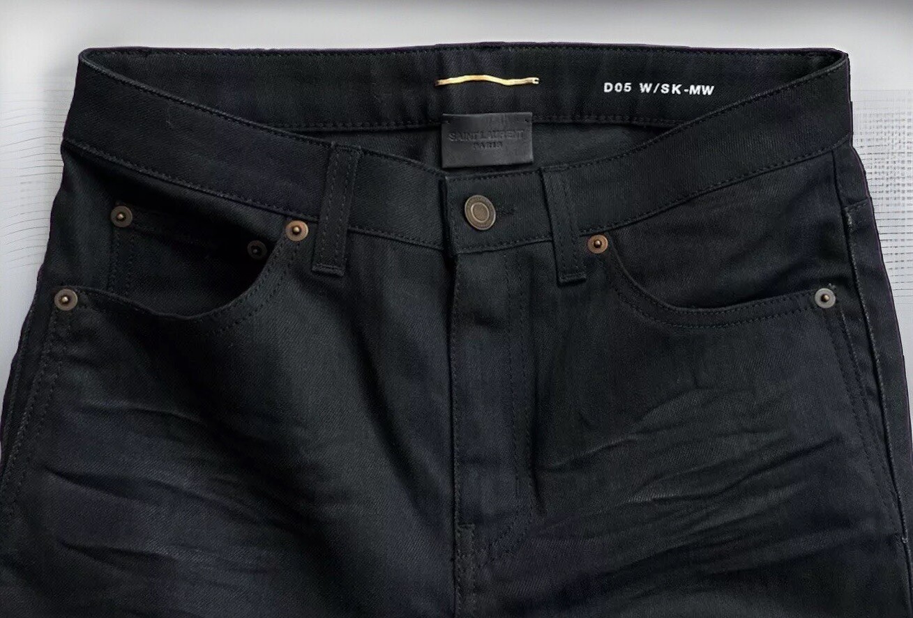 Jeans denim midrise neri skinny midrise grezzi SAINT LAURENT�D05 W SK MW tinti taglia 27