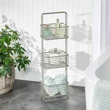 mDesign Metal Wire 3-Tier Standing Bathroom/Kitchen Basket Unit- Satin Free S/H