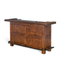 Sunny Designs Tuscany 78" Farmhouse Wood Bar Unit in Medium Brown 1959VM