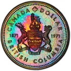 SP67 1971 $1 Canada Silver BC Commem Dollar, PCGS Trueview- Rainbow Toned